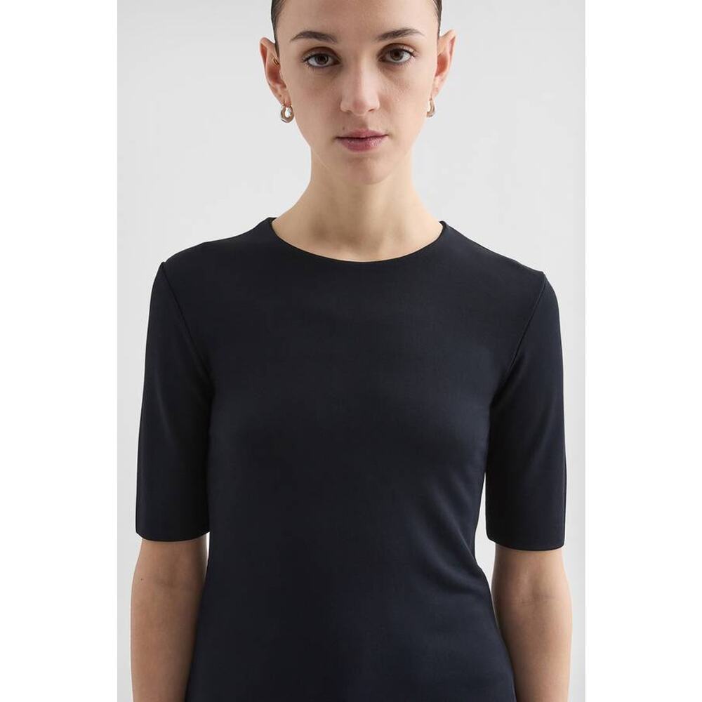 Jil Sander Fluid Viscose Crew Neck T Shirt in Navy DE 30 XXS